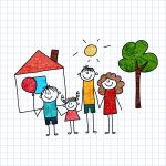 Vector image of happy family Mother, father and children.